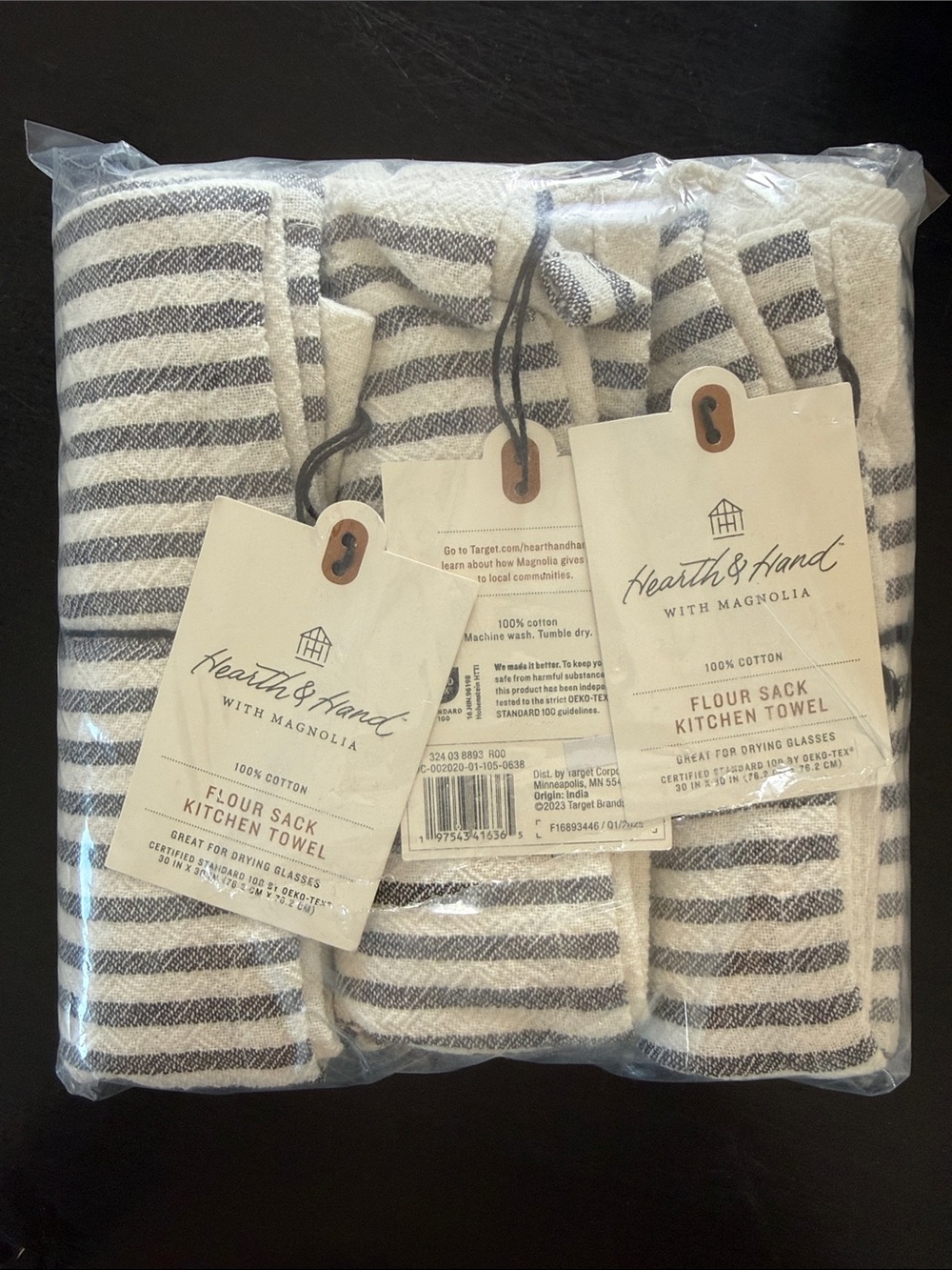 Hearth & Hand with Magnolia Cotton Striped Kitchen Towels - White & Black